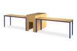 Sestava č.3 2x laboratorní stůl BASIC 1x středový tunel s elektroinstalací 12/24V, se zámkem Rozvody slaboproudu vedené v podlaze